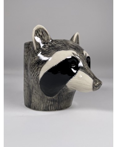 Raccoon - Animal Pencil pot & Flower pot Quail Ceramics pretty pen pot holder cutlery toothbrush makeup brush