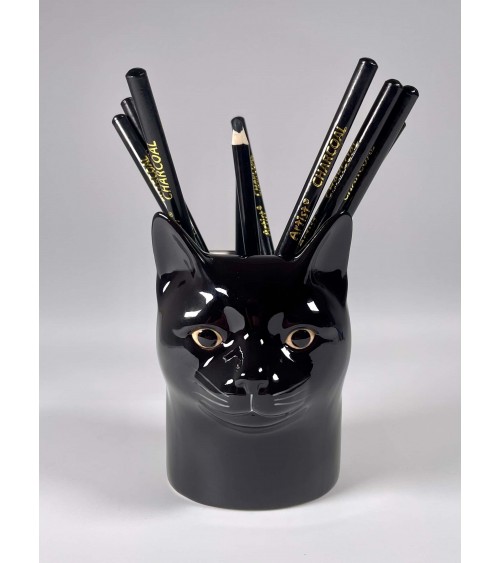 Pencil Pot - Black Cat "Lucky" Quail Ceramics Pots design switzerland original
