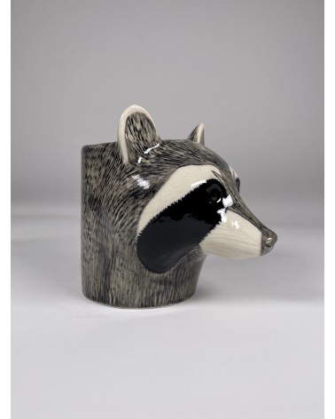 Raccoon - Animal Pencil pot & Flower pot Quail Ceramics pretty pen pot holder cutlery toothbrush makeup brush