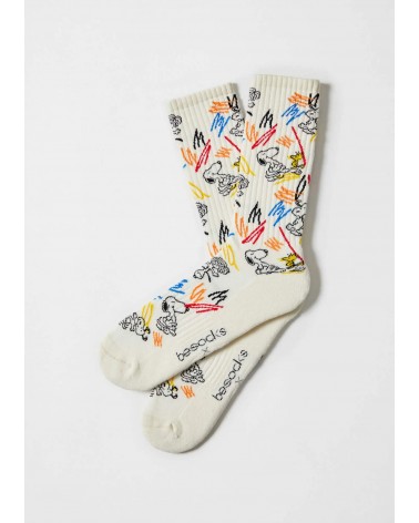 Be Snoopy Paint - Calzini beige in cotone bio Besocks calze da uomo per donna divertenti simpatici particolari