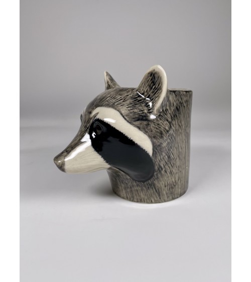 Raccoon - Animal Pencil pot & Flower pot Quail Ceramics pretty pen pot holder cutlery toothbrush makeup brush