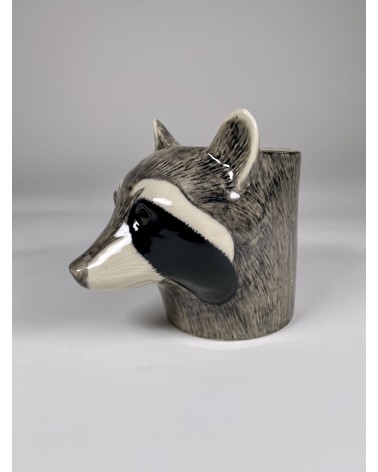 Waschbär - Stiftehalter & Blumentopf Quail Ceramics schreibtisch büro kinder besteckbehälter make up pinselhalter