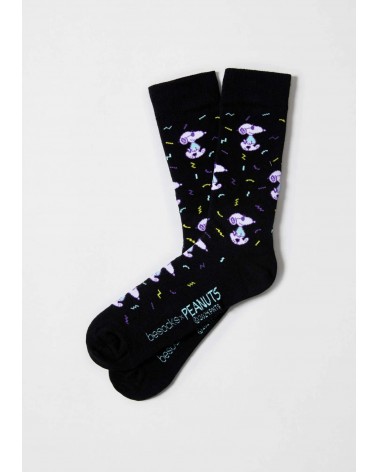 Be Snoopy Fun - Chaussettes originales en coton bio - noir Besocks jolies pour femme originales pour homme chausset rigolotes...