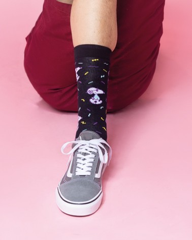 Be Snoopy Fun - Calze divertenti in cotone bio - nero Besocks calze da uomo per donna divertenti simpatici particolari