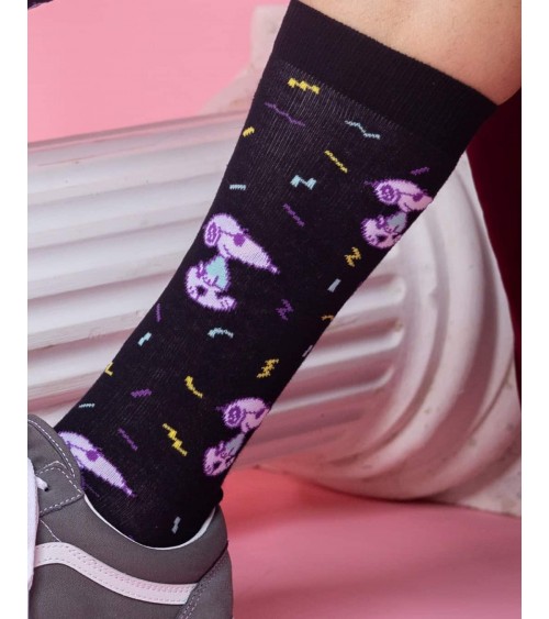 Be Snoopy Fun - Chaussettes originales en coton bio - noir Besocks jolies pour femme originales pour homme chausset rigolotes...