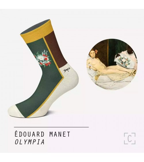 Olympia d'Edouard Manet - Chaussettes originales Curator Socks jolies pour femme originales pour homme chausset rigolotes dro...