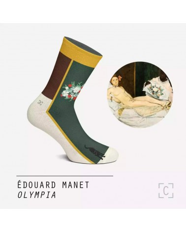 Olympia d'Edouard Manet - Chaussettes originales Curator Socks jolies pour femme originales pour homme chausset rigolotes dro...