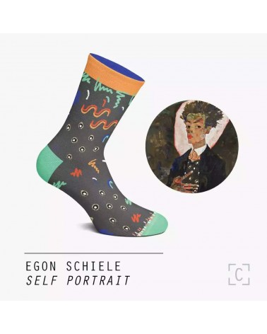 Self Portrait - Egon Schiele - Original Art Socks Curator Socks funny crazy cute cool best pop socks for women men