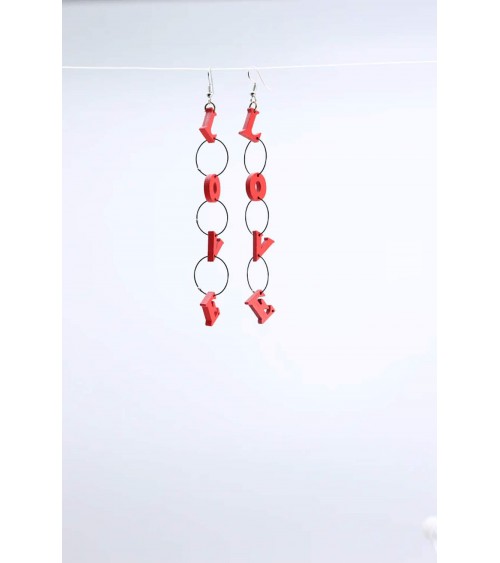 LOVE - Pendant earrings - Red Jianhui London cute fashion design designer for women