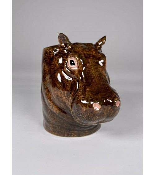 Hippo - Animal Pencil pot & Flower pot Quail Ceramics pretty pen pot holder cutlery toothbrush makeup brush