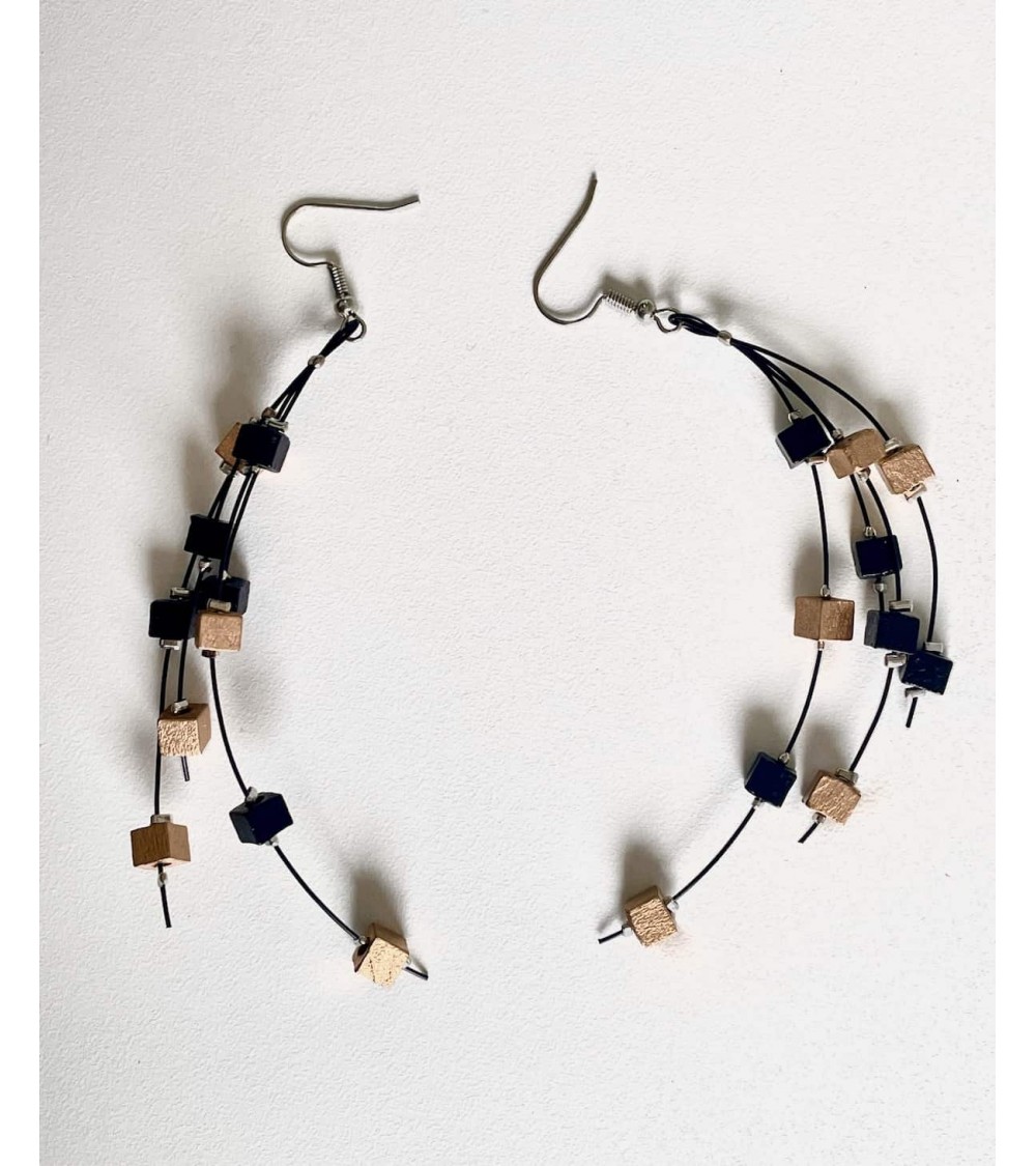 FRANKIE - Pendant earrings - Black and gold Jianhui London cute fashion design designer for women