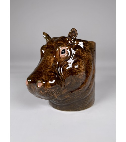 Hippo - Animal Pencil pot & Flower pot Quail Ceramics pretty pen pot holder cutlery toothbrush makeup brush