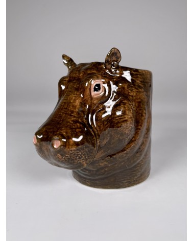 Hippo - Animal Pencil pot & Flower pot Quail Ceramics pretty pen pot holder cutlery toothbrush makeup brush