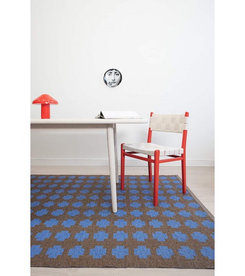 Paloma Blue - Tapis vinyle tissé Brita Sweden tapis scandinave en vinyle lavable en machine de cuisine exterieur salon couloir