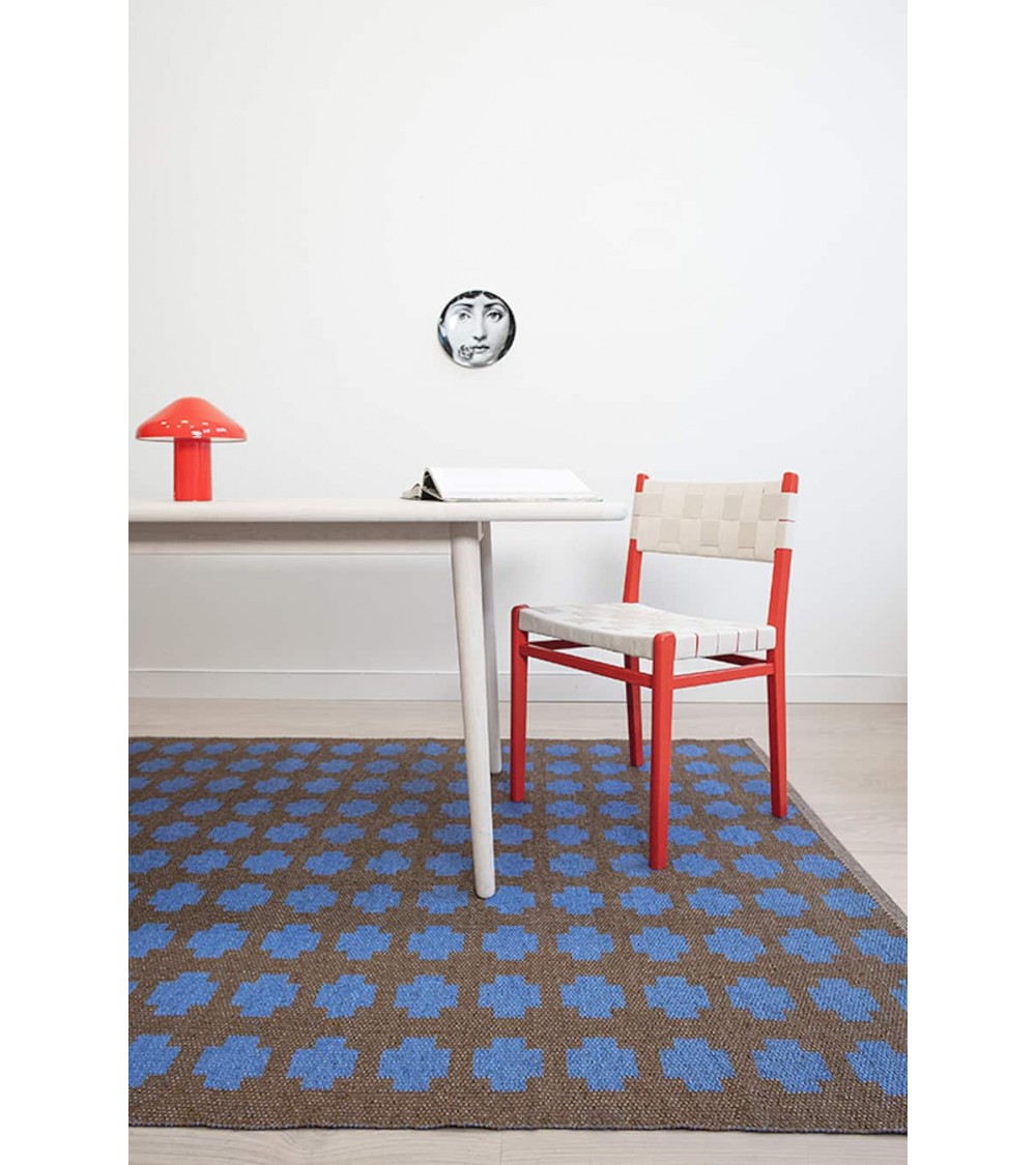 Paloma Blue - Tapis vinyle tissé Brita Sweden tapis scandinave en vinyle lavable en machine de cuisine exterieur salon couloir