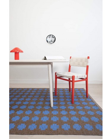 Paloma Brown / Blue - Woven Vinyl Rug Brita Sweden cool vinyl rugs runner for kitchen washable outdoor rugs
