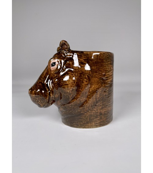 Hippo - Animal Pencil pot & Flower pot Quail Ceramics pretty pen pot holder cutlery toothbrush makeup brush