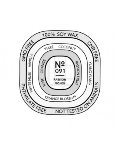 N°91 Passion Monoï - Candela profumata naturale artigianale migliori candele profumate artigianali particolari