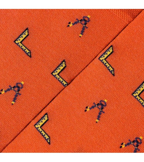 Architecte - Chaussettes à motifs en coton bio - Orange The Captain Socks jolies pour femme originales pour homme chausset ri...