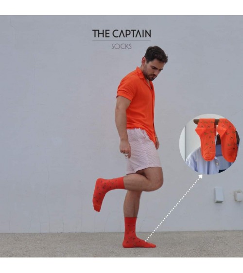 Architekt - Coole Socken mit Motiven - Orange The Captain Socks socke kuschelsocken für damen lustig herren farbige coole socken