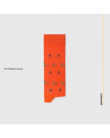 Architecte - Chaussettes à motifs en coton bio - Orange The Captain Socks jolies pour femme originales pour homme chausset ri...
