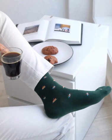 Caffè - Calze in cotone bio The Captain Socks calze da uomo per donna divertenti simpatici particolari