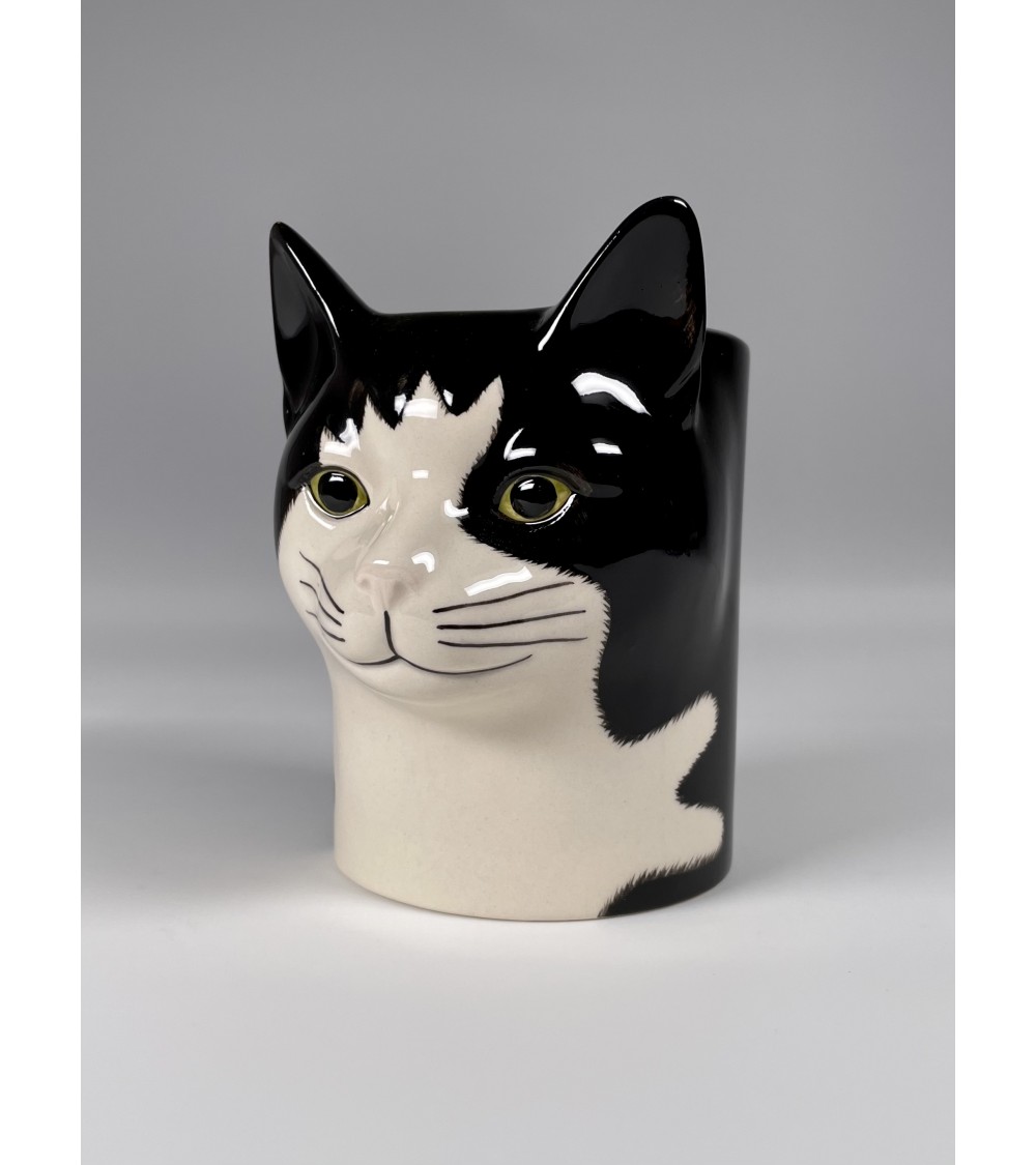 Portapenne - Barney di Quail Ceramics - Gatto nero e bianco