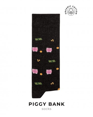 Piggy bank - Organic cotton socks The Captain Socks funny crazy cute cool best pop socks for women men