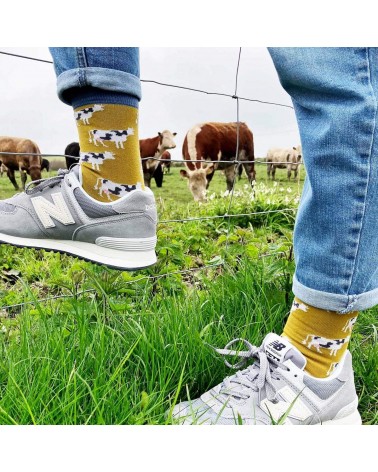 Vache - Chaussettes fantaisie à motifs en coton bio Catherine Tough jolies pour femme originales pour homme chausset rigolote...