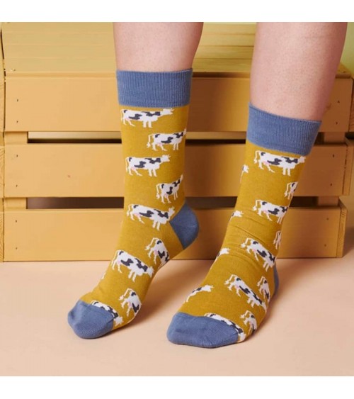 Vache - Chaussettes fantaisie à motifs en coton bio Catherine Tough jolies pour femme originales pour homme chausset rigolote...