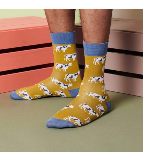Vache - Chaussettes fantaisie à motifs en coton bio Catherine Tough jolies pour femme originales pour homme chausset rigolote...