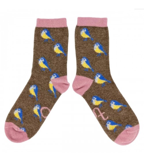 Mésange Bleue - Chaussettes en laine pour femme Catherine Tough jolies pour femme originales pour homme chausset rigolotes dr...