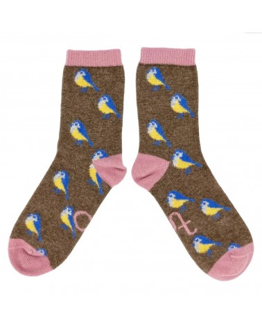 Mésange Bleue - Chaussettes en laine pour femme Catherine Tough jolies pour femme originales pour homme chausset rigolotes dr...