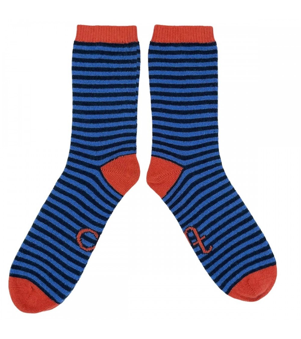 Blue stripes - Wool socks for men Catherine Tough funny crazy cute cool best pop socks for women men