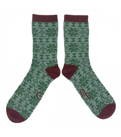 Fair Isle - Chaussettes en laine pour homme - Vert Catherine Tough jolies pour femme originales pour homme chausset rigolotes...