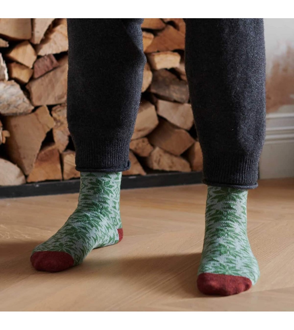 Fair Isle - Wool socks for men - Green Catherine Tough funny crazy cute cool best pop socks for women men