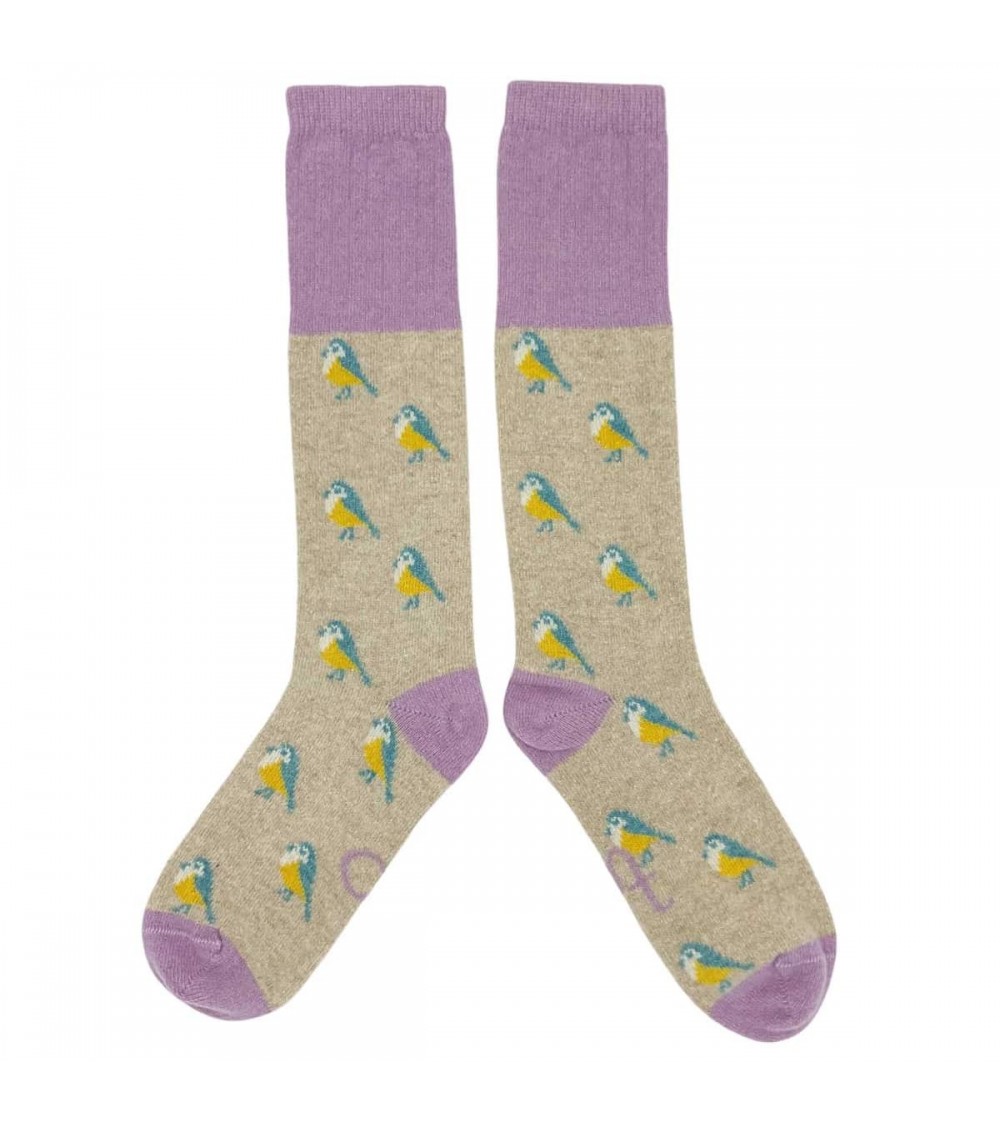 Blue Tits - Wool knee socks for women Catherine Tough funny crazy cute cool best pop socks for women men