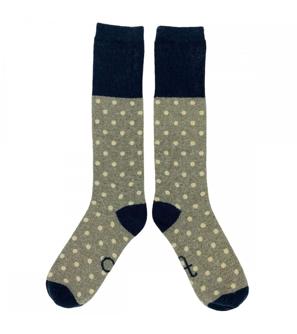 Chaussettes hautes en laine pour femme Petits pois