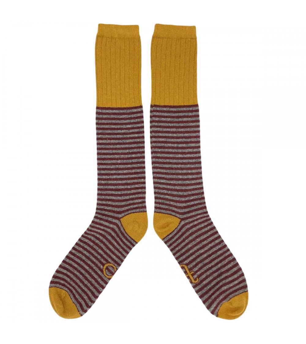 Strisce terracotta e grigio - Calze al ginocchio di lana uomo Catherine Tough calze da uomo per donna divertenti simpatici pa...