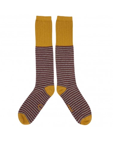 Strisce terracotta e grigio - Calze al ginocchio di lana uomo Catherine Tough calze da uomo per donna divertenti simpatici pa...