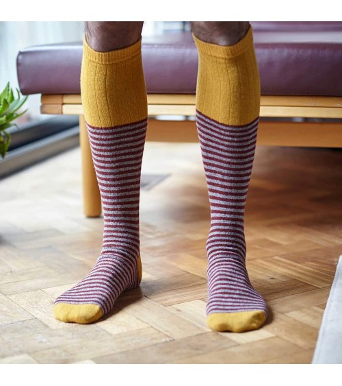 Strisce terracotta e grigio - Calze al ginocchio di lana uomo Catherine Tough calze da uomo per donna divertenti simpatici pa...