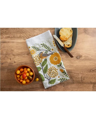 Fleurs et rouges gorges - Torchon, linge de cuisine Gingiber torchon vaisselle qualité serviette haut de gamme beaux essuie m...