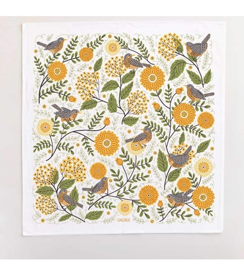 Fleurs et rouges gorges - Torchon, linge de cuisine Gingiber torchon vaisselle qualité serviette haut de gamme beaux essuie m...