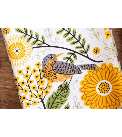 Fleurs et rouges gorges - Torchon, linge de cuisine Gingiber torchon vaisselle qualité serviette haut de gamme beaux essuie m...