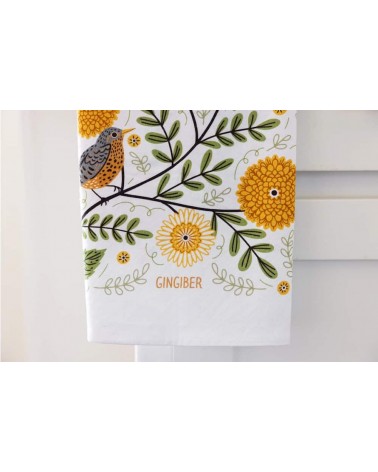 Fleurs et rouges gorges - Torchon, linge de cuisine Gingiber torchon vaisselle qualité serviette haut de gamme beaux essuie m...