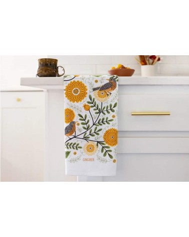 Fleurs et rouges gorges - Torchon, linge de cuisine Gingiber torchon vaisselle qualité serviette haut de gamme beaux essuie m...
