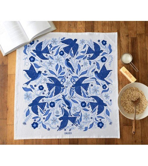 Blue Songbird - Tea towel, kitchen towel Gingiber best kitchen hand towels fall funny cute