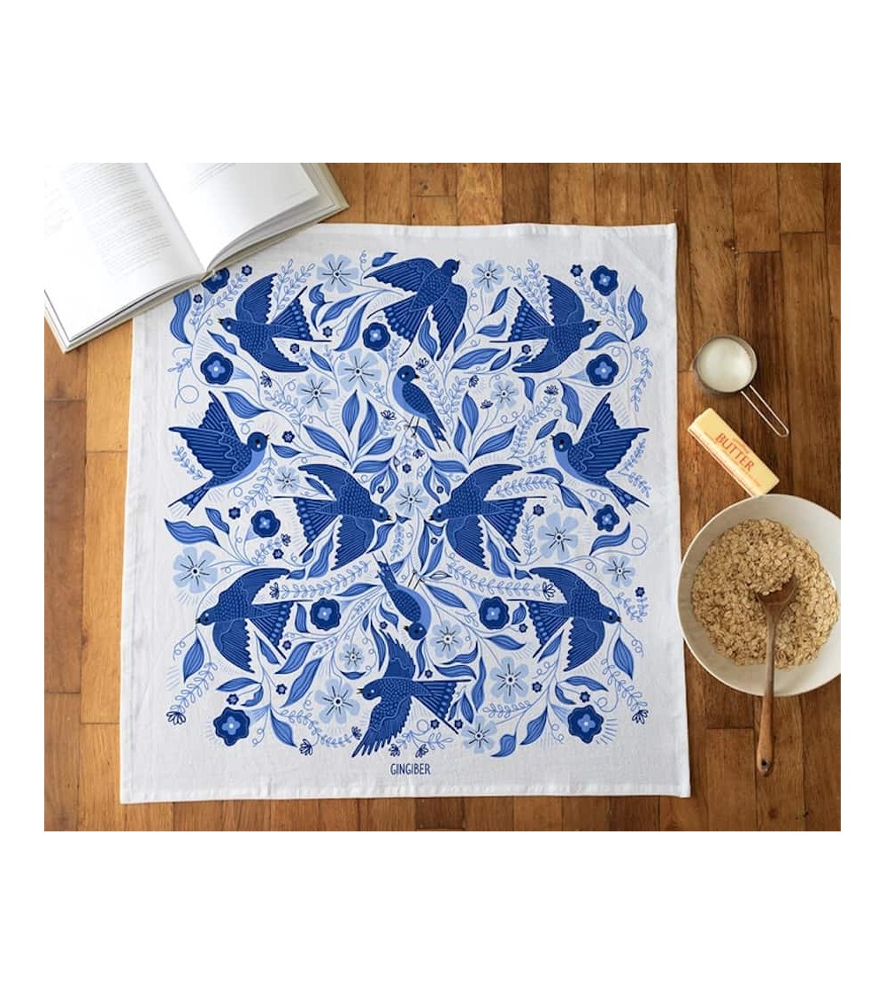 Uccello canterino blu - Strofinacci da cucina Gingiber asciugamano da cucina asciugamani doccia tessili