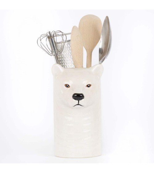 White polar bear - Ceramic Utensil Holder Quail Ceramics