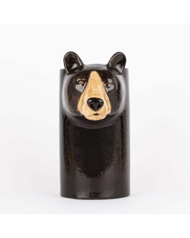 Ours Noir - Pot à ustensiles de cuisine en ceramique Quail Ceramics original suisse